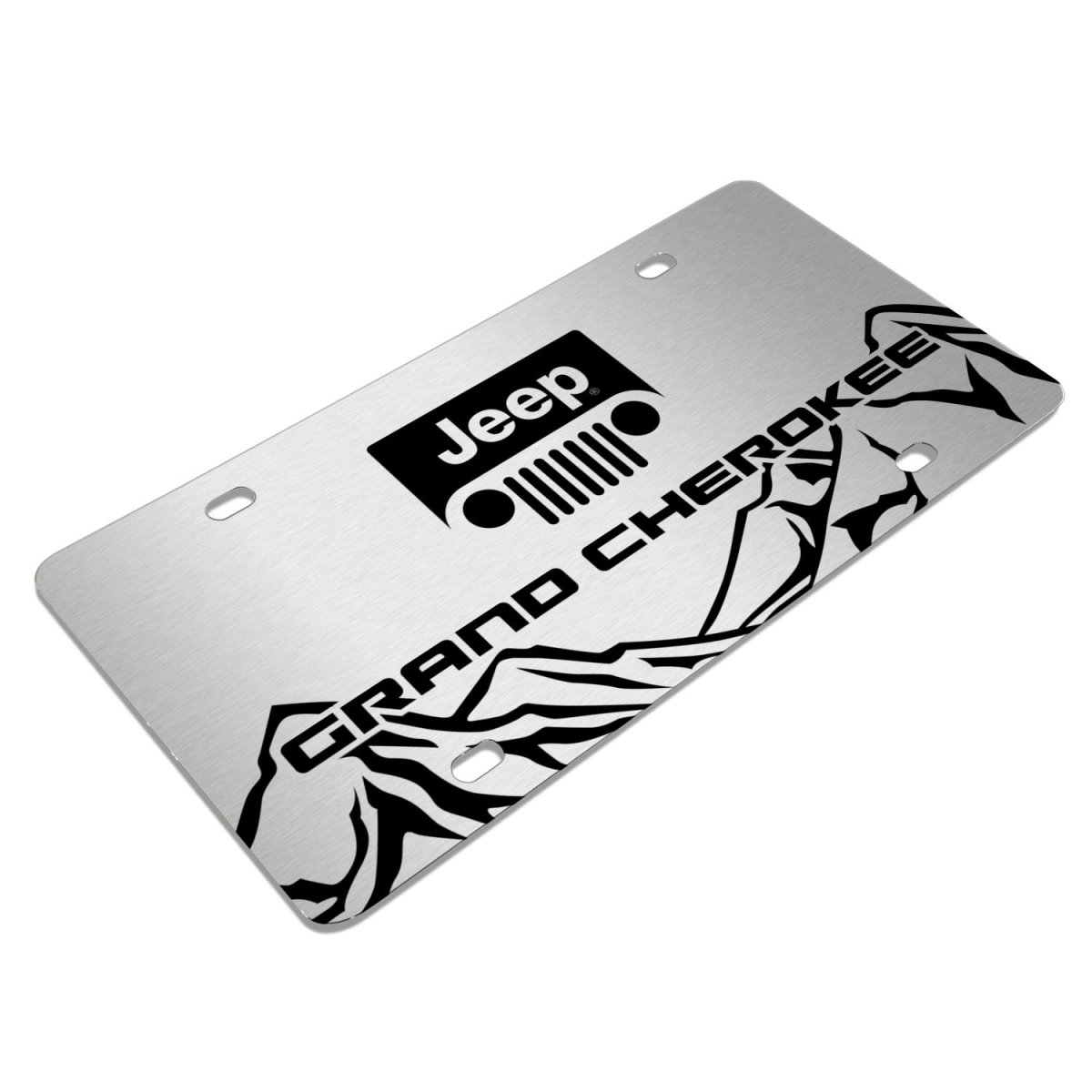 Jeep Grand Cherokee Rock Mountain Graphic Brush Aluminum Metal License Plate Official Licensed 12 In X 6 Universal Fit For Car