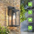 Maxvolador Outdoor Wall Sconce Exterior Waterproof Lantern Light Fixtures Black Porch Lights With Toughened Glass Shade
