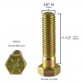 3 8 -16 X 1-1 2 Inch Bolts Hex Head Cap Screw Grade Partial-thread Coarse Yellow-zinc 20 Pack
