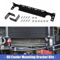 Universal Oil Cooler Mounting Bracket Kit 330mm Aluminum Alloy Engine Radiator Adapter Black