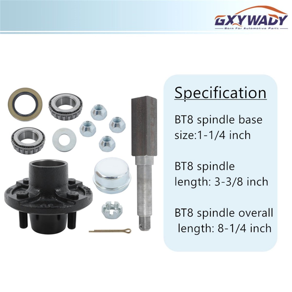 Trailer Hub Kit 4 On Inch And 1 Square Bt8 Spindle With Bearing