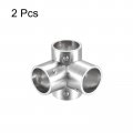 Uxcell Rail Elbow Fitting 90 Degree 4-way Zinc Alloy Pipe Connector Brushed For 25mm 1 Od Handrail Railing 2 Pcs