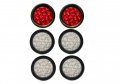 6 Truck Trailer 4 Round Led Light 2 Red White Brake Stop Turn Tail Back Up Reverse Fog 