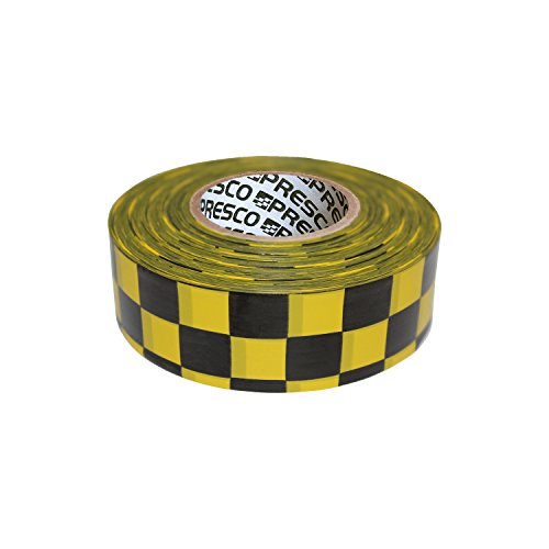 Presco Checkerboard Patterned Roll Flagging Tape 1-3 16 In X 300 Ft Yellow And Black