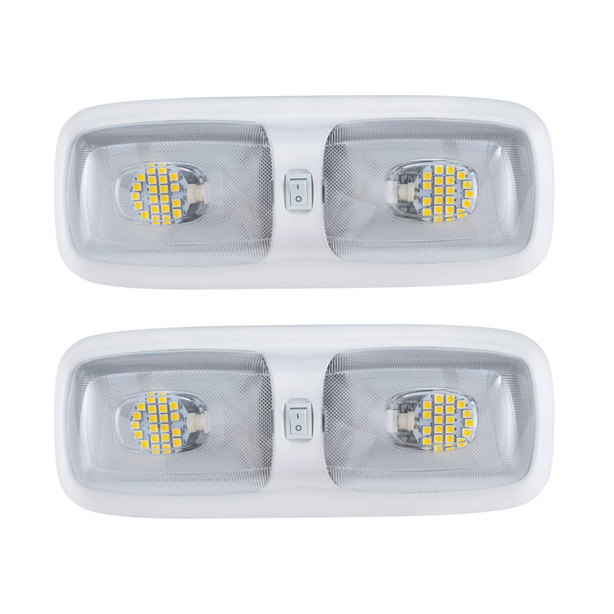 Recpro Rv 12v Led Double Dome Lighting Fixture Includes Switch White Housing 3200k Or 4200k Lights Interior Clear Lens 2