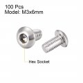 Uxcell M3x6mm Machine Screws Hex Socket Round Head Screw 304 Stainless Steel Fasteners Bolts 100pcs