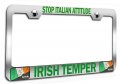 Stop Italian Attitude Irish Temper Chrome Metal License Plate Frame Tag Holder A3 