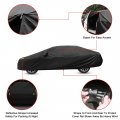 Uxcell Ym 460x185x170cm 190t Black Car Cover Waterproof Breathable Scratch Rain Snow Heat Resistant With Driver Door Zipper