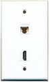 Riteav 1 Cat6 White Ethernet And Hdmi Port Wall Plate