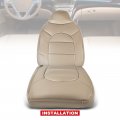 A-premium Medium Parchment Tan Seat Cover Compatible With Ford F-250 F-350 F-450 F-550 Super Duty Lariat 2000-2001 Front Left