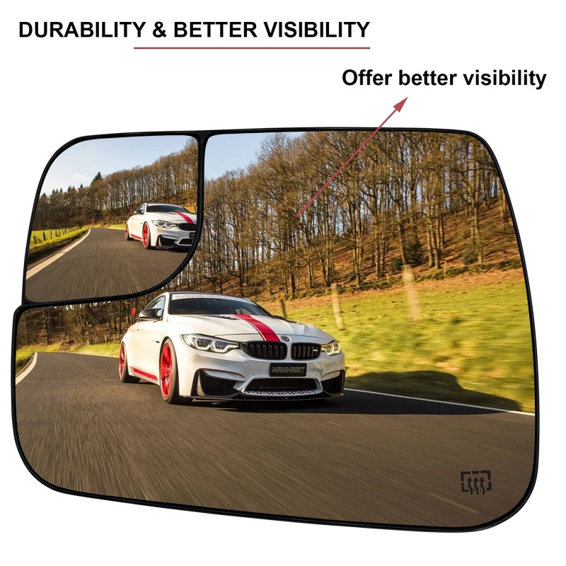 Driver Left Side Heated Blind Spot Mirror Replacement For 2019 2020 2021 Dodge Ram 1500 Glass- View Convex Glass With Rear