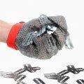 Inf-way 304l Brushed Stainless Steel Mesh Cut Resistant Chain Mail Gloves Kitchen Butcher Working Safety Glove Large