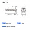 Uxcell Flanged Button Head Socket Cap Screws M3 12mm Hex Drive 304 Stainless Steel Fasteners Bolts Fully Threaded Machine Screw