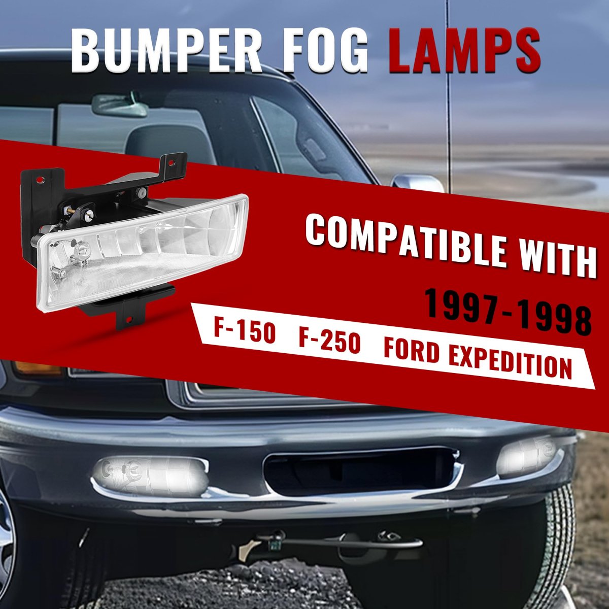 Front Right Fog Light With Bulb For 1997 1998d F150 F250 Expedition Passenger Side Clear Lens Replacement For Fo2593114