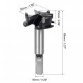 Uxcell Forstner Wood Boring Drill Bit 35mm Dia Hole Saw Carbide Alloy Steel Tip Hex Shank Cutting Tool For Plywood