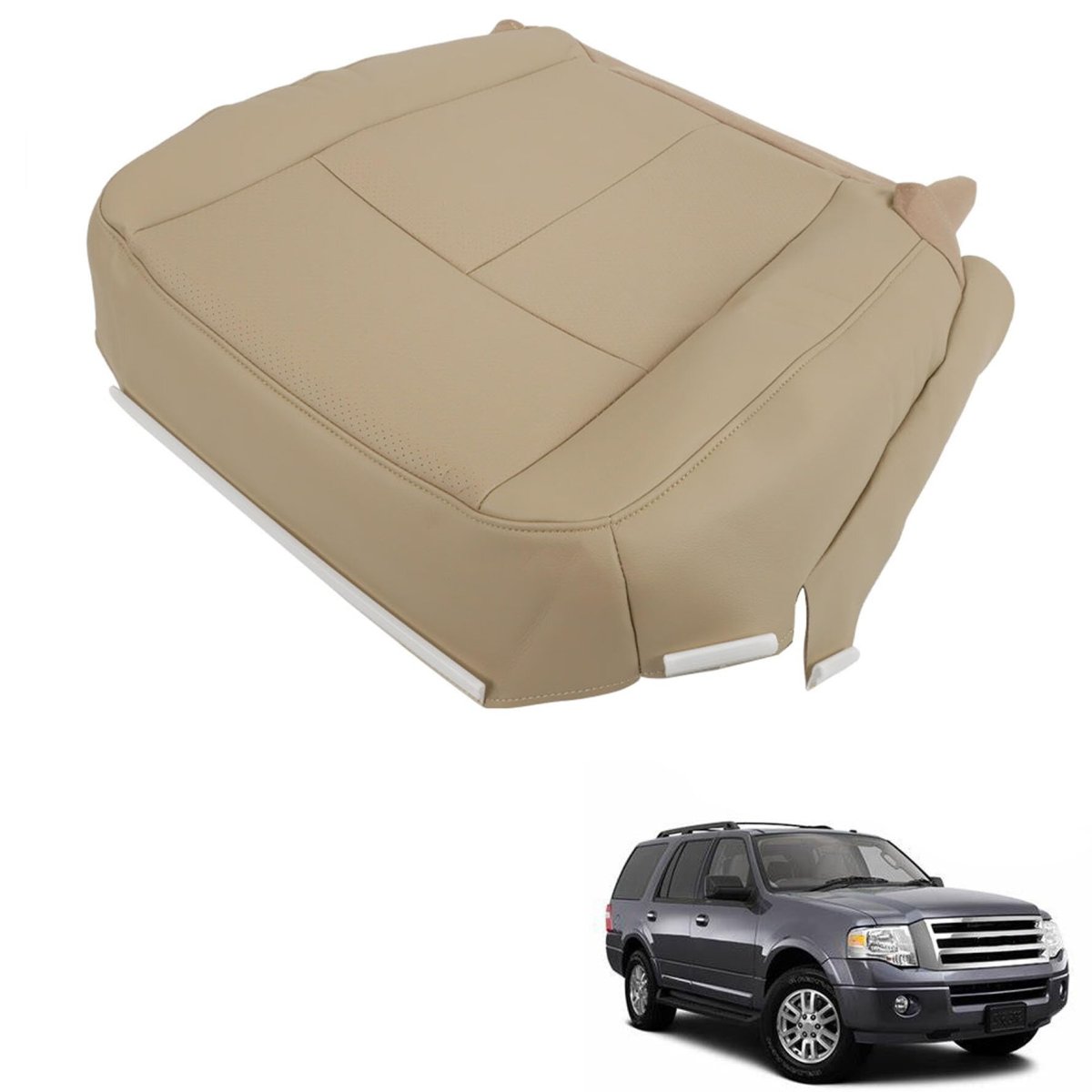 Tan Leather Seat Cover Driver Bottom Replacement For 2007 2014 Expedition Sport Utility 4 Door Custom Fit Front Left Cushion