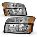 Adcarlights Headlight Assembly For 2002 2003 2004 2005 2006 Chevy Avalanche 1500 2500 Headlamp Chrome Housing Amber Reflector 