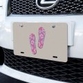 Graphics More Pink Flip Flops On Sand With Hibiscus Flowers Sandals Beach Novelty Metal Vanity Tag License Plate 