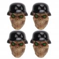 Tire Skull Valve Caps Helmet Type Stem With Rubber Ring Universal For Cars Bikes Suvs Trucks Bicycle Motorcycle 4pcs Set Black 
