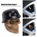 Tire Skull Valve Caps Helmet Type Stem With Rubber Ring Universal For Cars Bikes Suvs Trucks Bicycle Motorcycle 4pcs Set Black