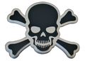 Black On Silver Crossbones Skull Cross Bones Skeleton Pirate Jolly Roger Real Aluminum Auto Emblem Badge Nameplate For Honda