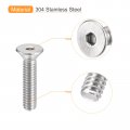 Uxcell 8-32x3 4 Flat Countersunk Head Socket Cap Screws 100pcs 304 Stainless Steel Hex Full Thread Bolts
