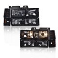 Front Headlights Assembly Pair Fit Gmc C1500 K1500 Yukon C2500 K2500 Suburban 1994-1999 C3500 K3500 1994-2000 Smoky Lens Black 