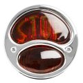 Kns Accessories Ka0031 6v Stainless Steel Duolamp Tail Light For Ford Model A With Amber Stop Script On Red Glass Lens 