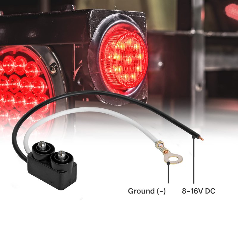 True Mods 2pc 2 In Amber Red Round Led Trailer Clearance Side Marker Light Dot Fmvss 108 Compliant Waterproof Submersible