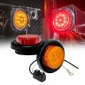 True Mods 2pc 2 In Amber Red Round Led Trailer Clearance Side Marker Light Dot Fmvss 108 Compliant Waterproof Submersible 