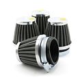 Muyi 4 Pcs 50mm 1 97in Air Filters Round Tapered Clamp-on Pod Intake Cleaner Chrome End Caps For Yamaha Honda Suzuki Kawasaki 