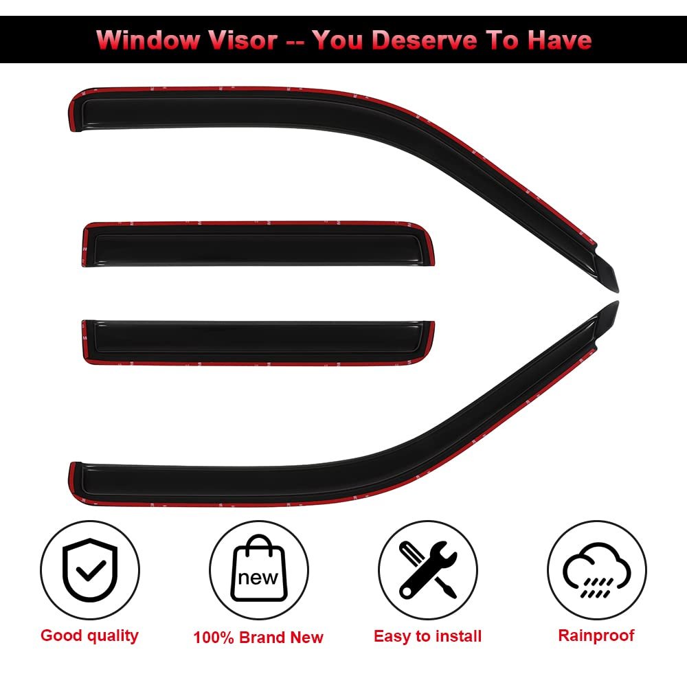 Side Window Deflectors For 1991 To 2005 Ford Explorer Outside Mount Rain Guards With Smoked Tint 4 Piece Set Tape On