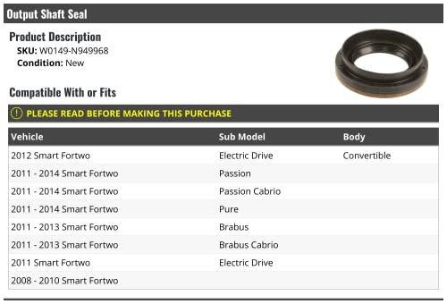 Output Shaft Seal For 2008-2014 Smart Fortwo Convertible