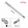 Uxcell 10 Pcs 6mm Slotted Tip Magnetic Flat Head Screwdriver Bits 1 4 Inch Hex Shank 4-inch Length S2 Power Tool