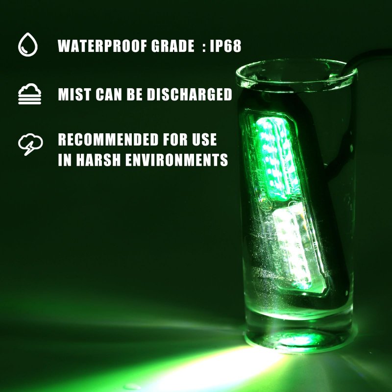 Wineco Green White Led Strobe Lights For Trucks Emergency Kits Construction Vehicles Surface Mount Grill Grille Light Flashing