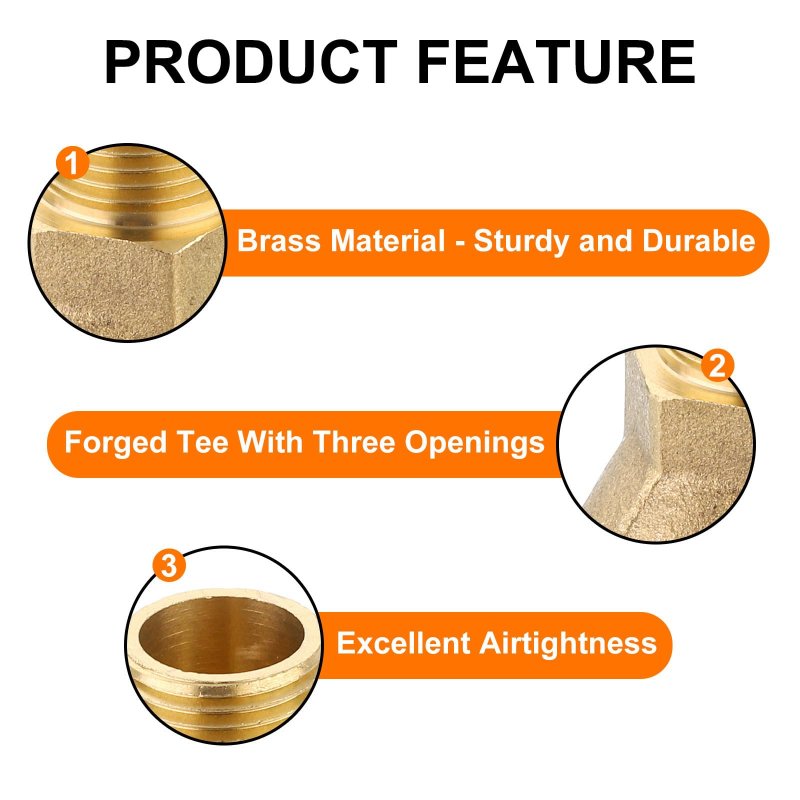 Brass Tee Pipe Fitting 3 8 X Npt Way Y-connector For Gas Transport Connect Pipelines 5pcs