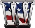 Reflective American Flag Letter W 