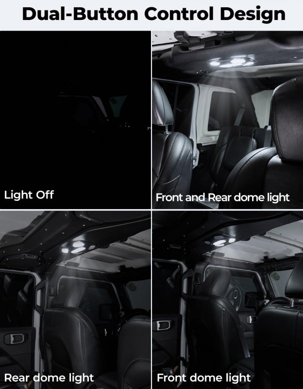 Joytutus Front Led Interior Dome Lights Ceiling For Wrangler Jl 2 4 Door Gladiator Jt Reading Roof Lamp Replacement Part