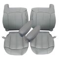 Secos Driver Passenger Side Bottom Top Armrests Gray Replacement Leather Seat Covers For Chevy Silverado 1500 2500 3500 Tahoe 