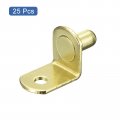 Uxcell Shelf Support Pegs 25pcs 6mm 1 4 L-shaped Bracket Pin With Hole For Furniture Cabinet Closet Shelves Supplies Gold Tone