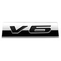 Chrome Finish Metal Emblem V6 Badge Black Letter