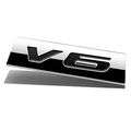 Chrome Finish Metal Emblem V6 Badge Black Letter