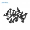 Uxcell M3 5 X 12mm Wood Screws Phillips Flat Head Carbon Steel Self Tapping Black 200pcs