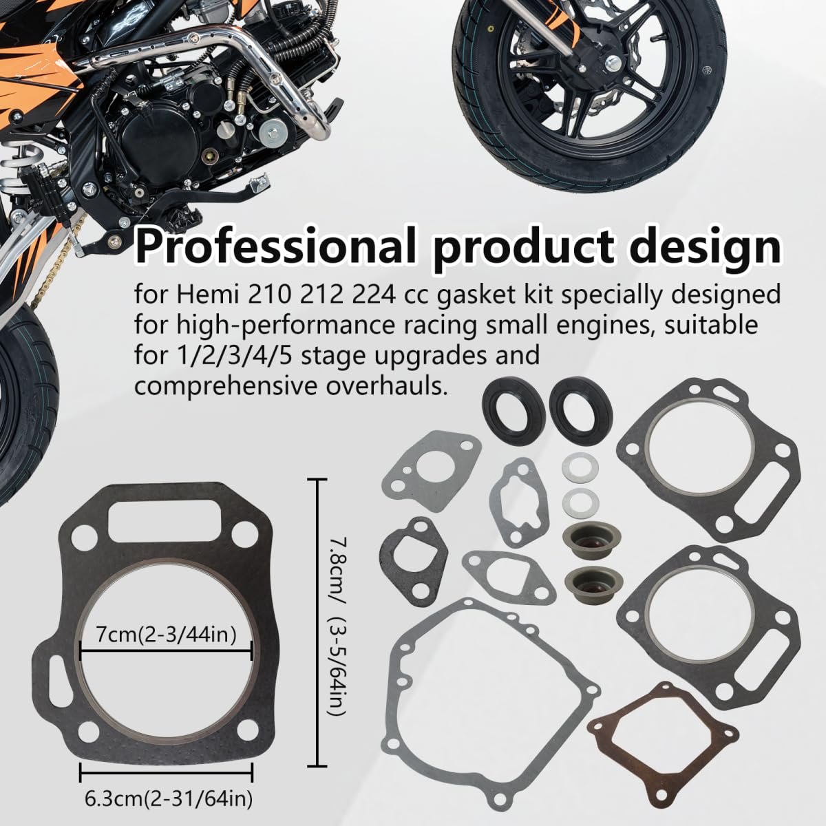 Gaskets For 212cc 224cc Hemi Gasket Set Kit Compatible Hharbor Freight Predator Tillotson Lifan Ducar Mega Moto Monster Max