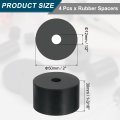 4pcs Thick Rubber Spacer 2 Inch Od X 1 Id 1-3 16 Thickness Round Bushings Anti Vibration Flat Washers For Home Industrial