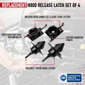 Replacement Hood Release Latch Set Of 4 Replaces 20565619 20498998 Compatible With Volvo Trucks 2004-2017 White Vn Vnl Lower