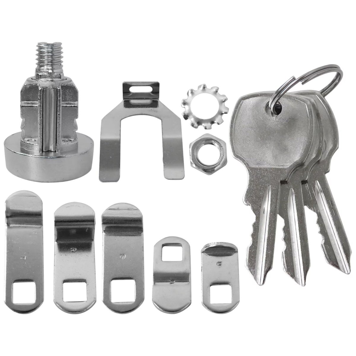 Mailbox Lock And Key Set Replacement For L-1172c Nickel Plated Finish With 3 Keys Locking Tabs Securing Nut