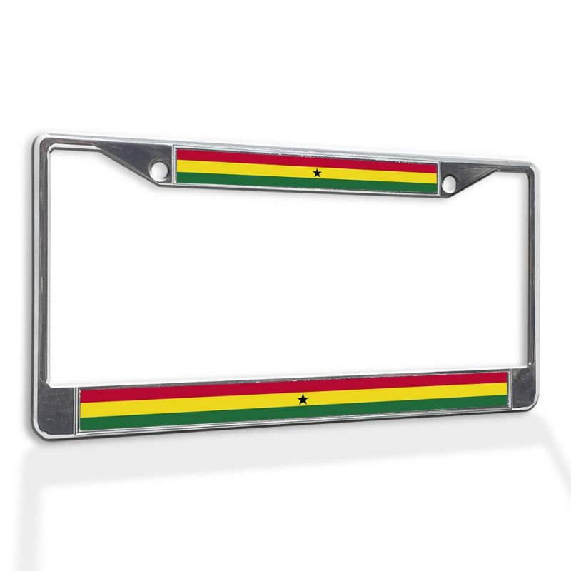 Fastasticdeals Metal Insert License Plate Frame Flag Of Ghana Weatherproof Car Accessories Chrome 2 Holes Solid