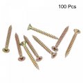 Uxcell M4 X 35mm Wood Screws Phillips Flat Head Carbon Steel Color Zinc Plated Self Tapping 100pcs