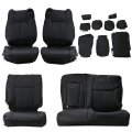 Ecotric Black Synthetic Leather Seat Covers Compatible With 2014-2021 Toyota Tundra Crewmax Crew Cab Custom Fit